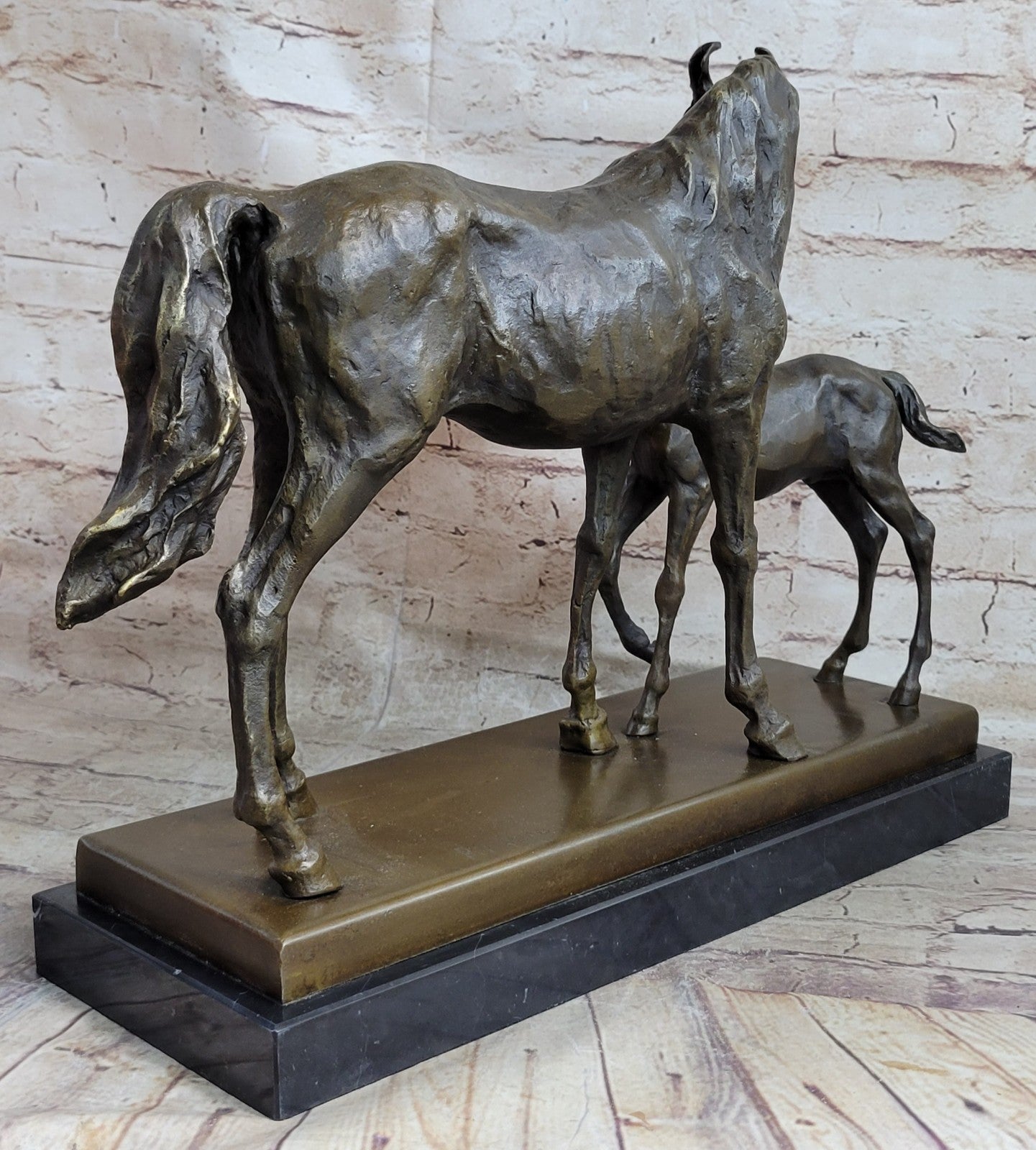 Skulptur Bronze sign.Mene Pferd Fohlen Gro und schwer Sculpture Horses Statue