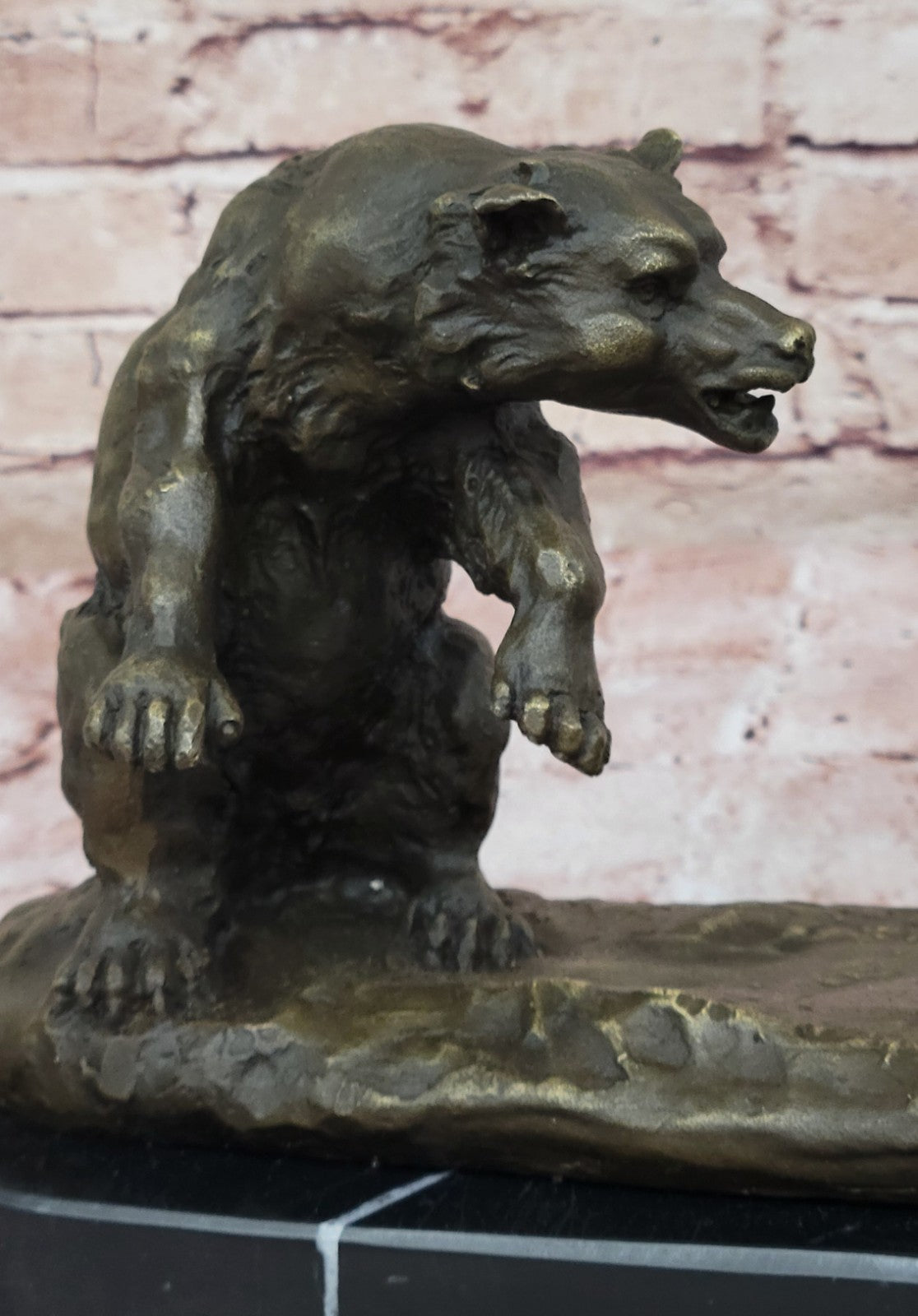 Classic Buffalo and Bear Bronze Sculpture – Handcrafted Wildlife Figurine for Home & Office Décor