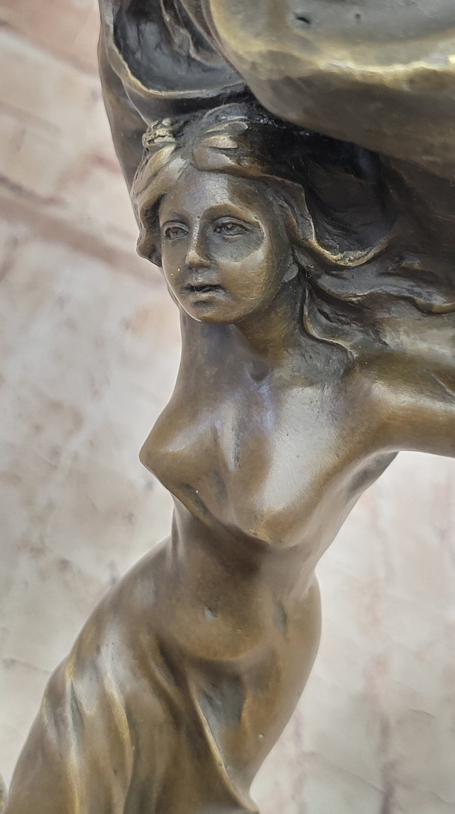 Classic Modern Woman Abstract Style Bronze Marble Base Modern Figure Real