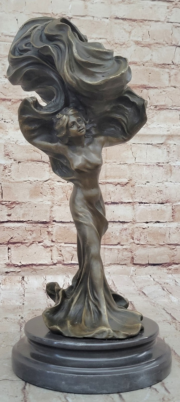 Classic Modern Woman Abstract Style Bronze Marble Base Modern Figure Real