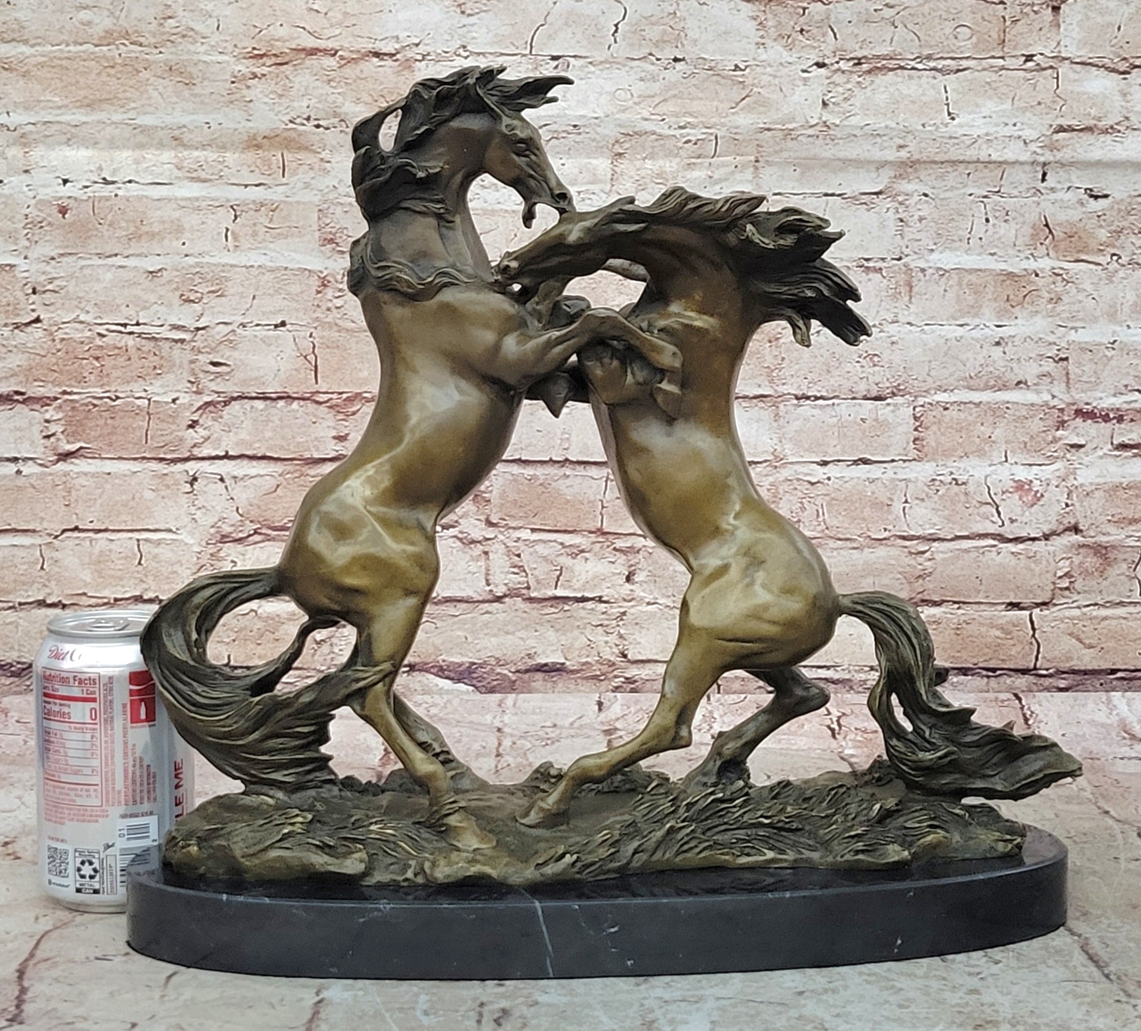 Bronze Sculpture Handcrafted 22 LBS Two Large Horses Classic Museum Artwork