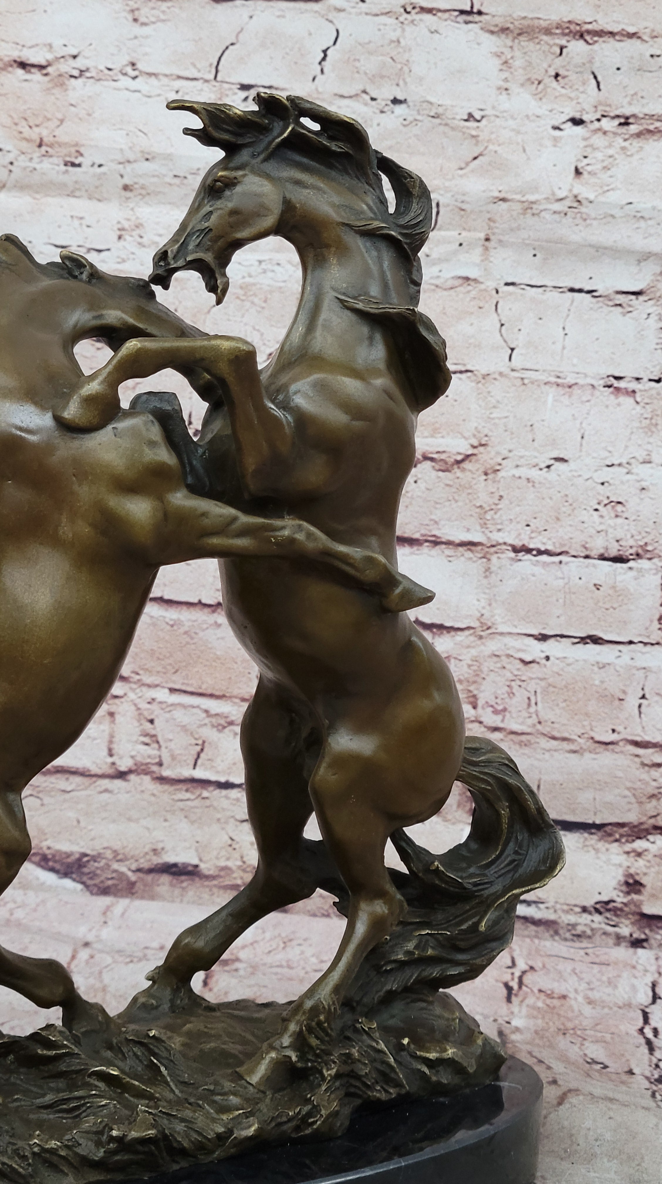 Bronze Sculpture Handcrafted 22 LBS Two Large Horses Classic Museum Artwork