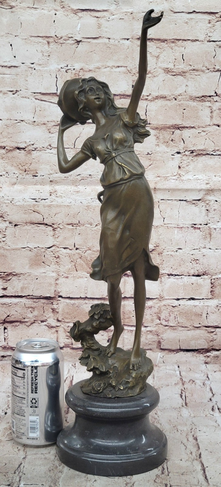 Turkish Woman playing Tambourine Musical Art Deco Bronze Sculpture by Moreau 20"