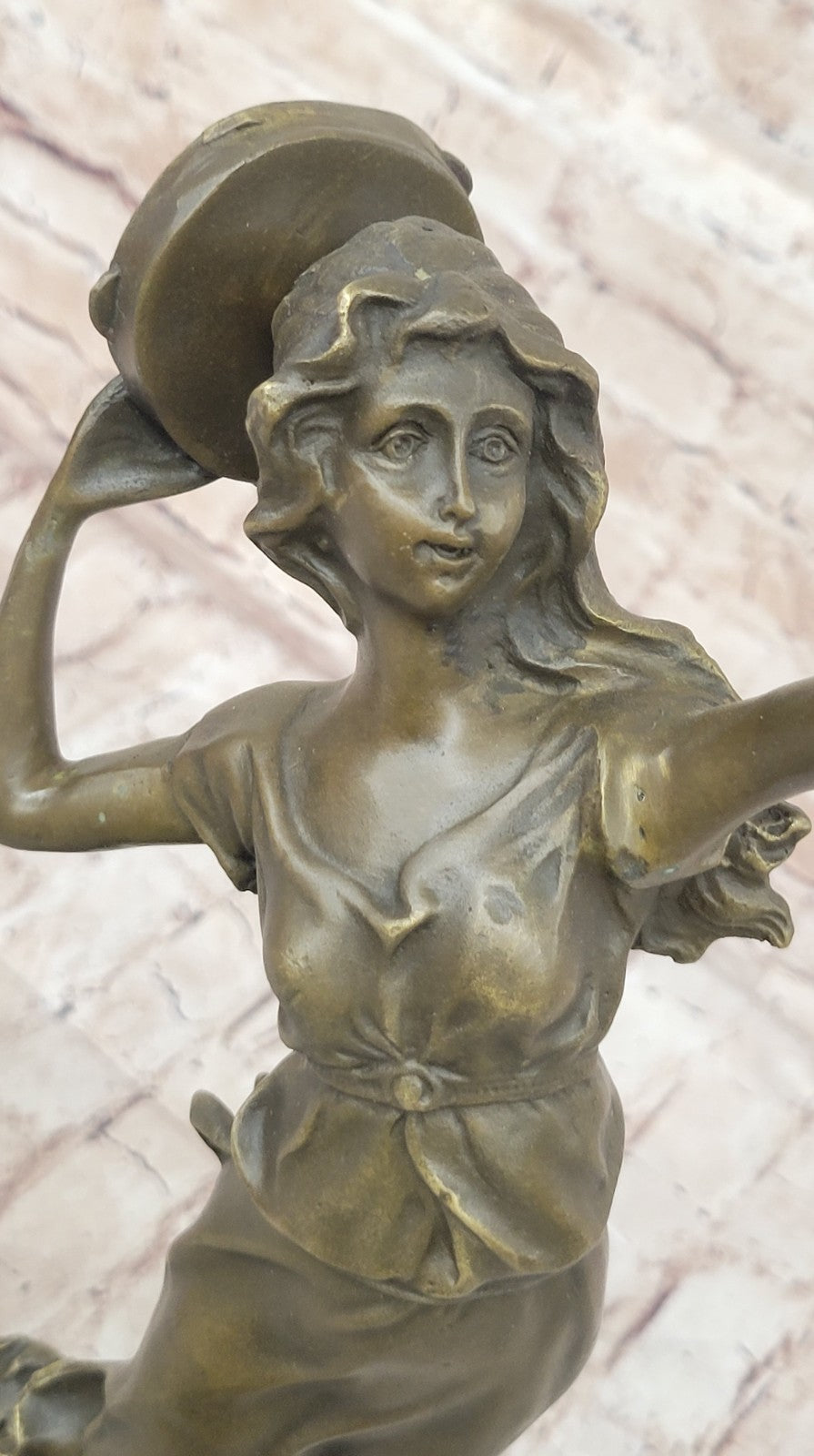 Turkish Woman playing Tambourine Musical Art Deco Bronze Sculpture by Moreau 20"