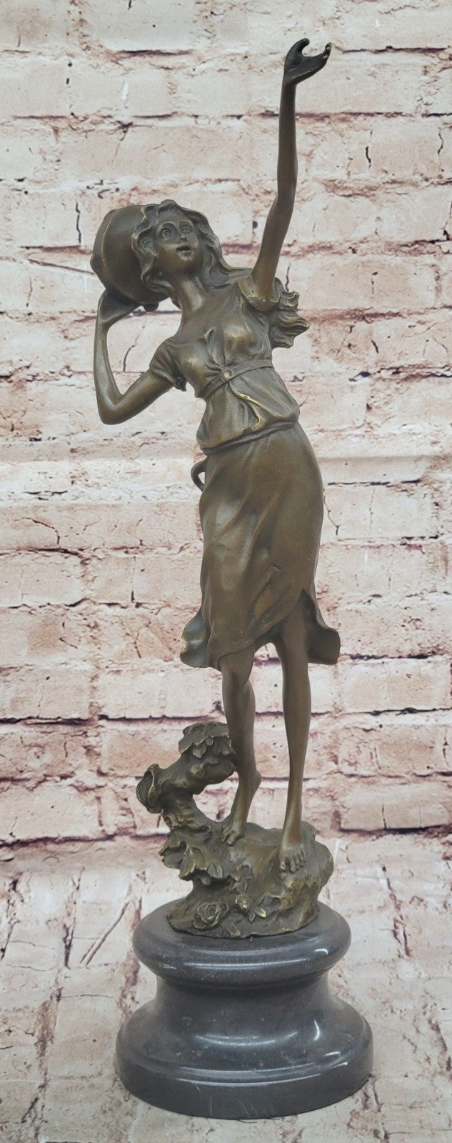 Turkish Woman playing Tambourine Musical Art Deco Bronze Sculpture by Moreau 20"