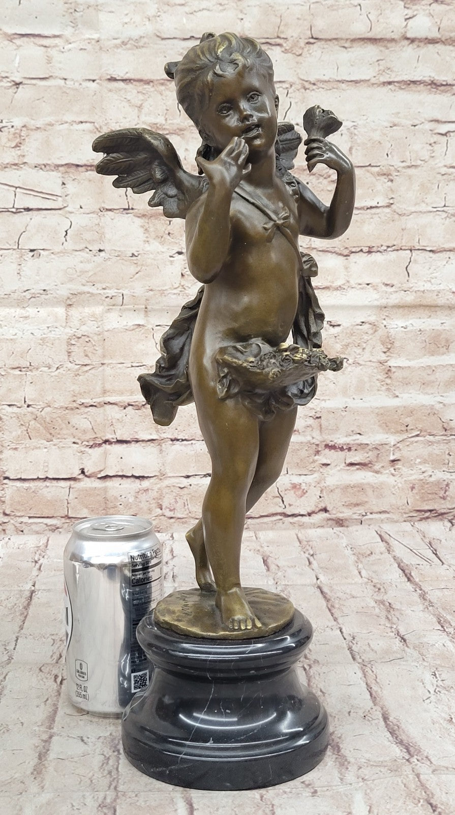 Signed Angel Religious Bronze Sculpture Mythical Statue Figurine Figure Home Deco
