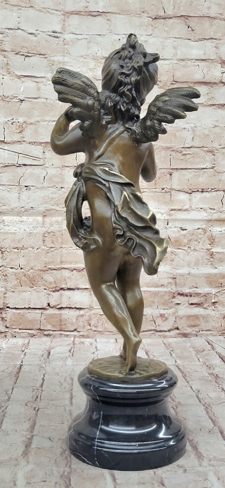 Signed Angel Religious Bronze Sculpture Mythical Statue Figurine Figure Home Deco