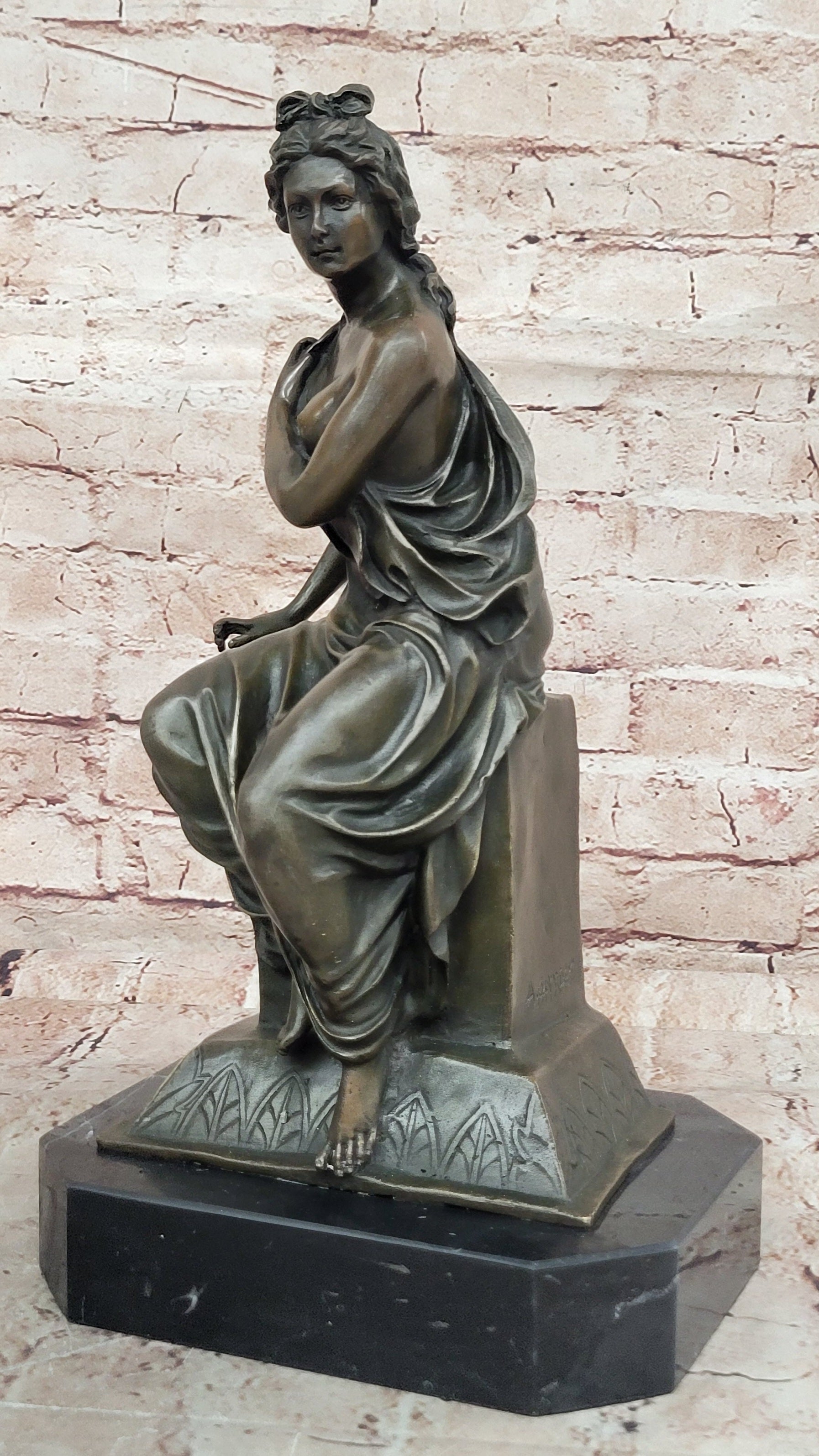 Handcrafted Genuine Bronze Gorgeous Woman Sculpture by Lost Wax Method Gift