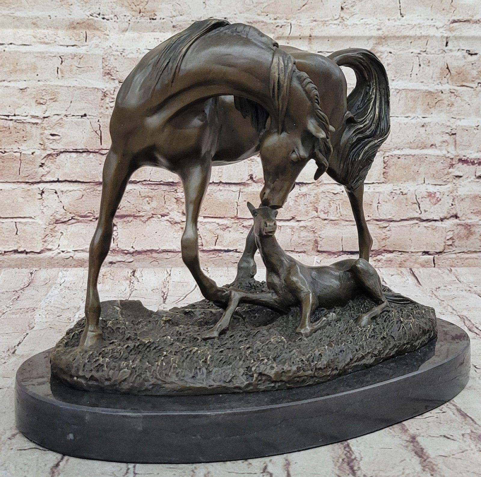 Very Heavy Bronze " Mare With Rearing Colt" By.French sculptor Bugatti Sculpture