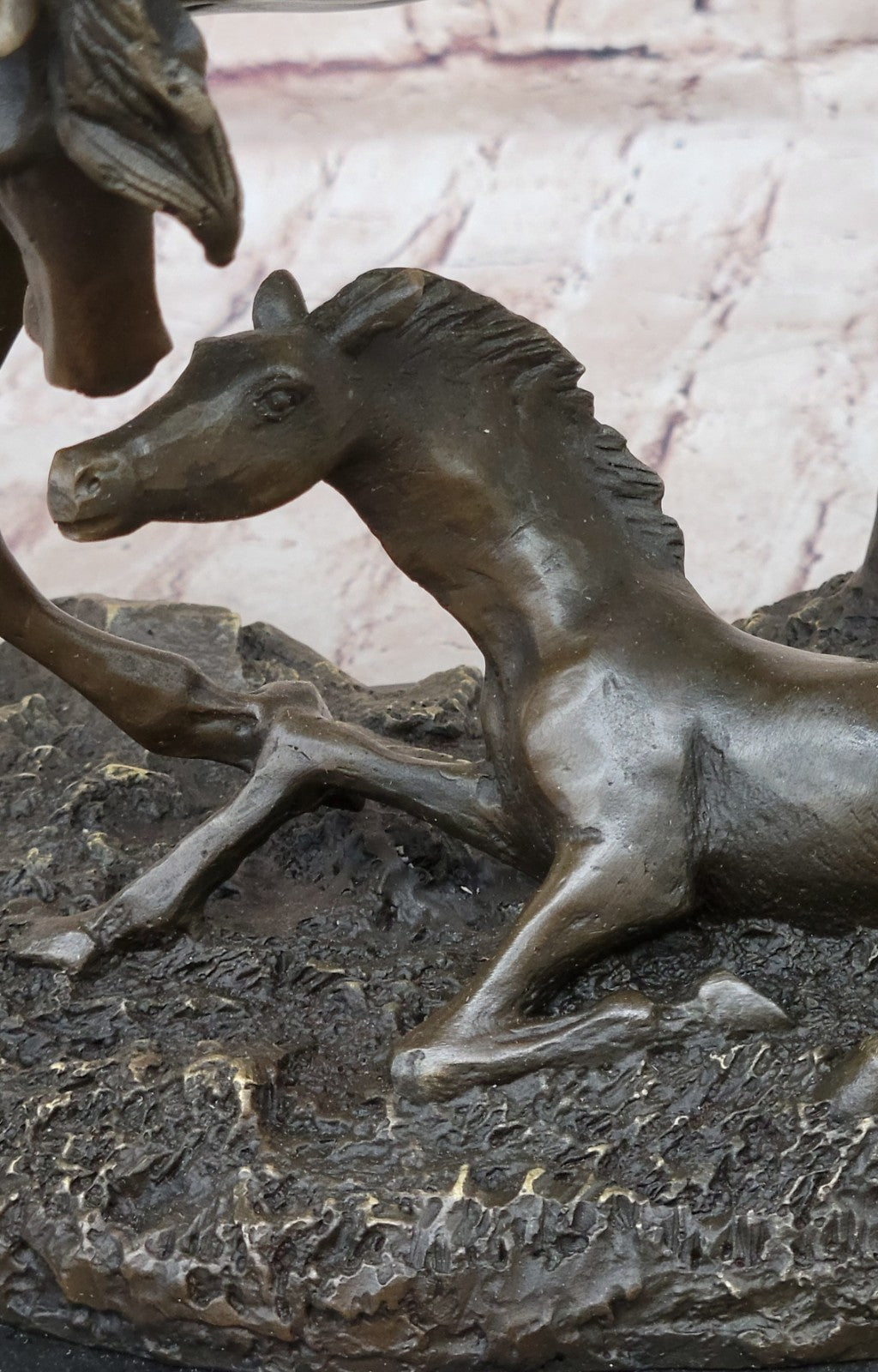 Very Heavy Bronze " Mare With Rearing Colt" By.French sculptor Bugatti Sculpture