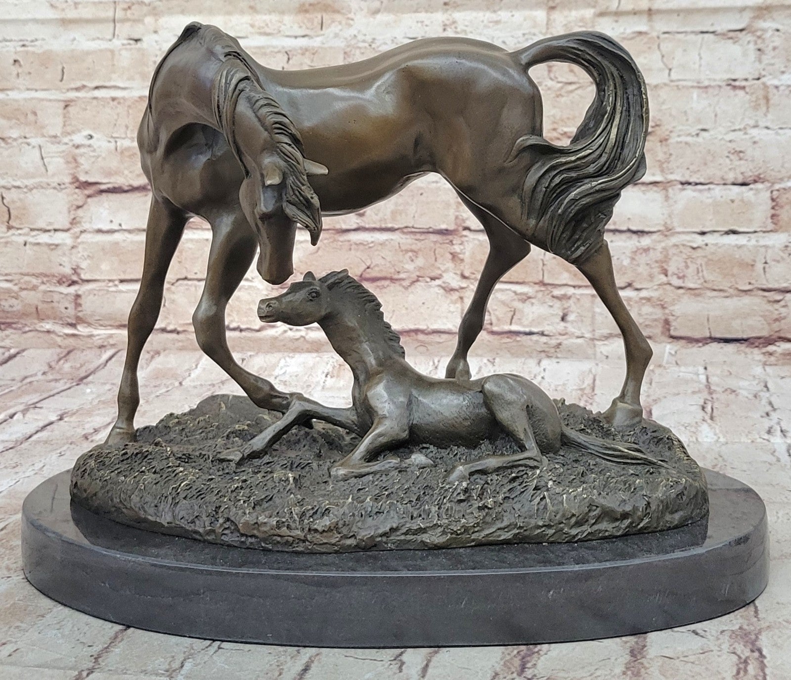 Very Heavy Bronze " Mare With Rearing Colt" By.French sculptor Bugatti Sculpture