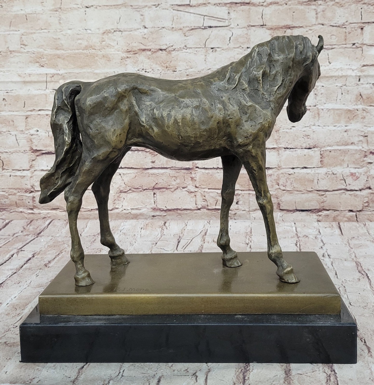 HUGE SIGNED MENE PURE BRONZE HORSE STATUE SCUPLTURE MARBLE FIGURINE 23 LBS DECOR