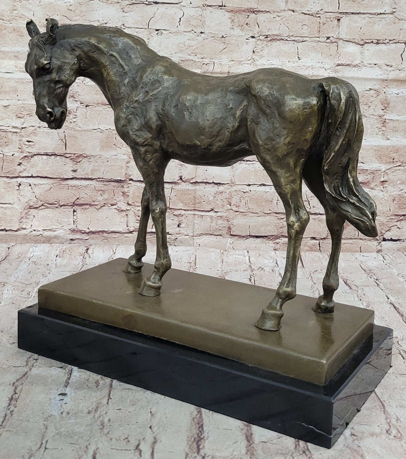 HUGE SIGNED MENE PURE BRONZE HORSE STATUE SCUPLTURE MARBLE FIGURINE 23 LBS DECOR
