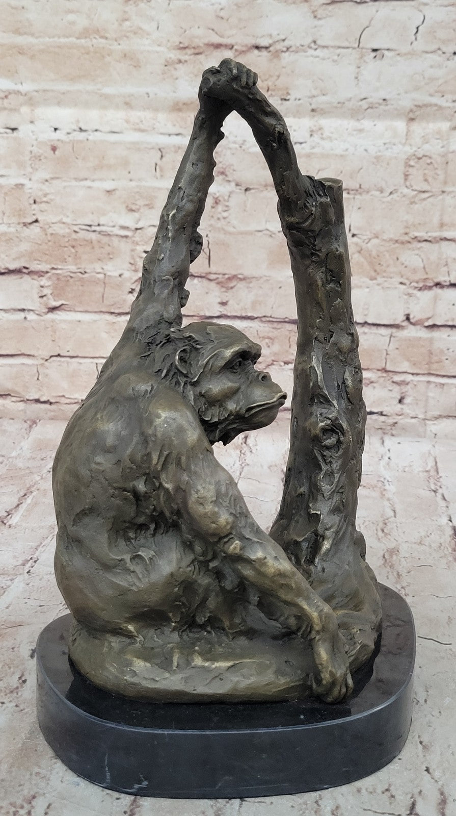 Vintage Heavy & Large Cast Brass Bronze Statue Figurine Monkey Sculpture 15 LBS