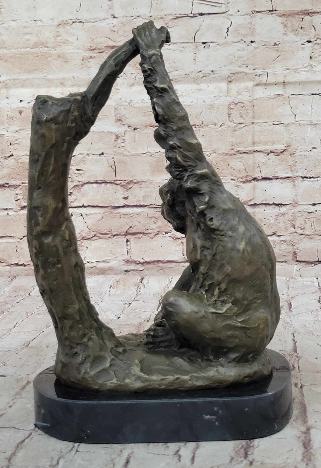 Vintage Heavy & Large Cast Brass Bronze Statue Figurine Monkey Sculpture 15 LBS