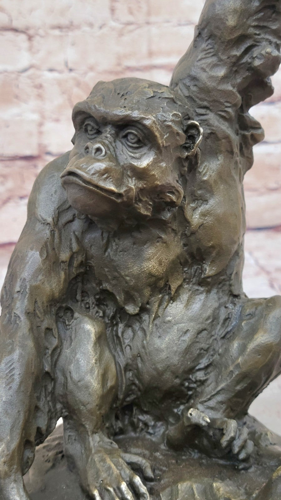 Vintage Heavy & Large Cast Brass Bronze Statue Figurine Monkey Sculpture 15 LBS