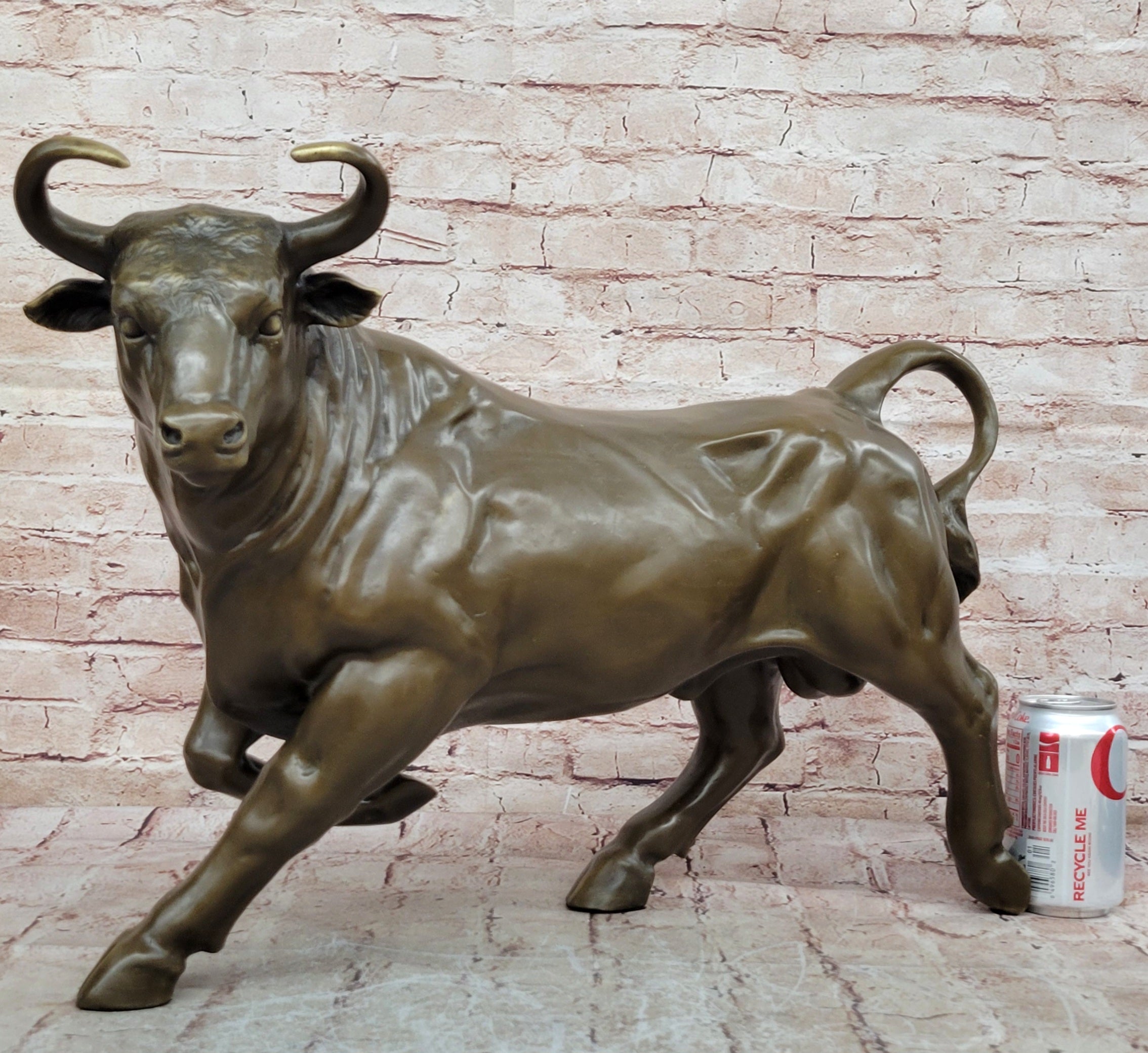 Signed Original Artwork by Portuguese Artist Miguel Lopez Bull Bronze Figurine Decor