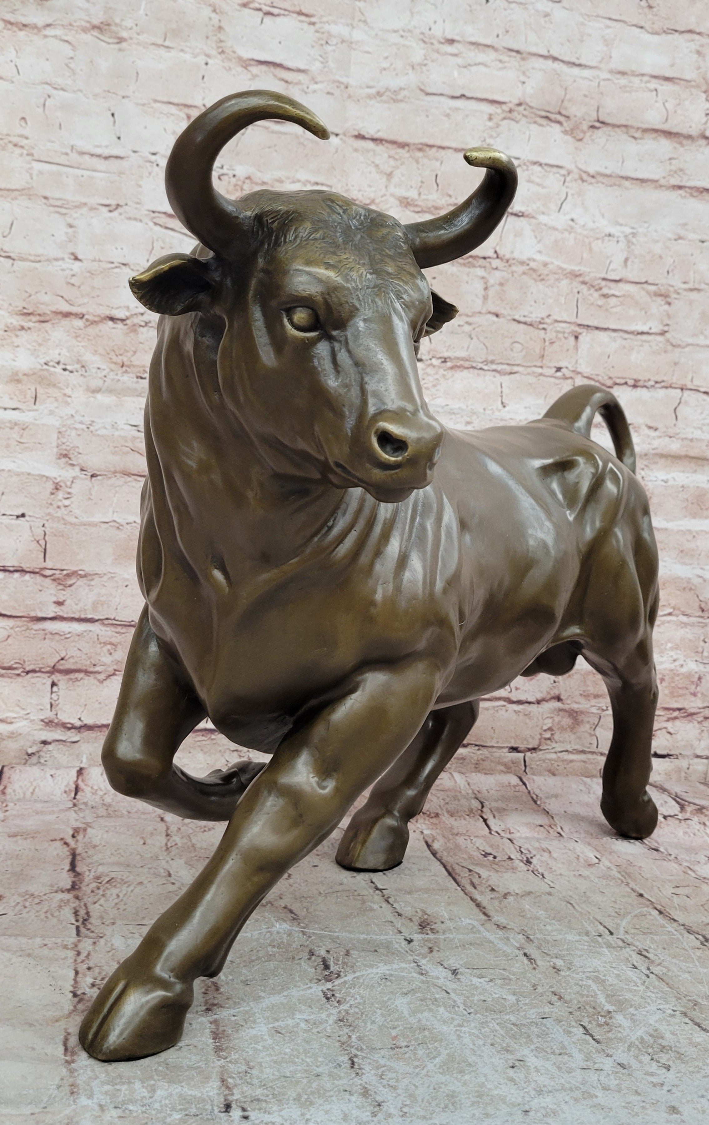 Signed Original Artwork by Portuguese Artist Miguel Lopez Bull Bronze Figurine Decor