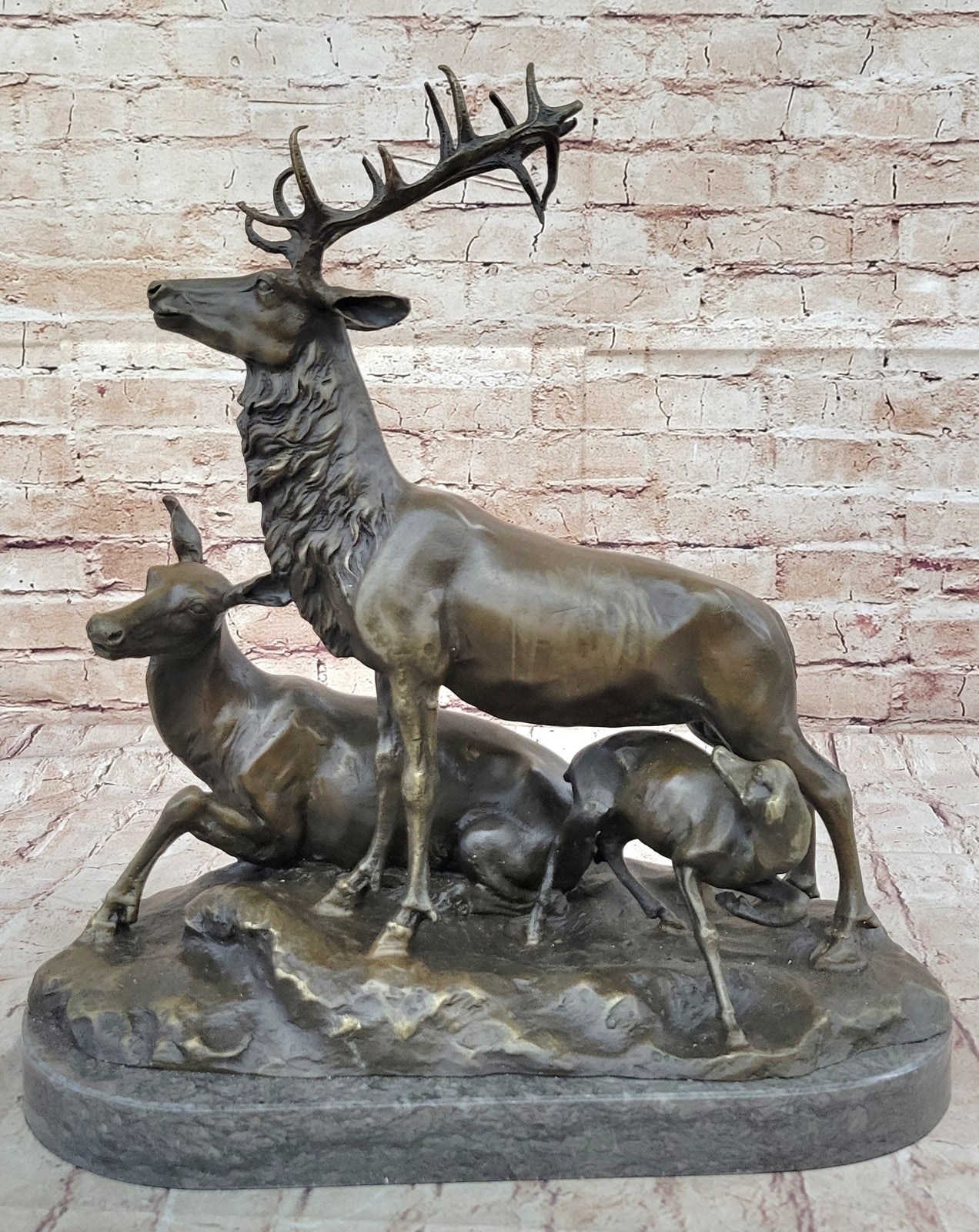 Handcrafted bronze sculpture SALE Marble Decor Home Family Buck Stag Fawn Deer