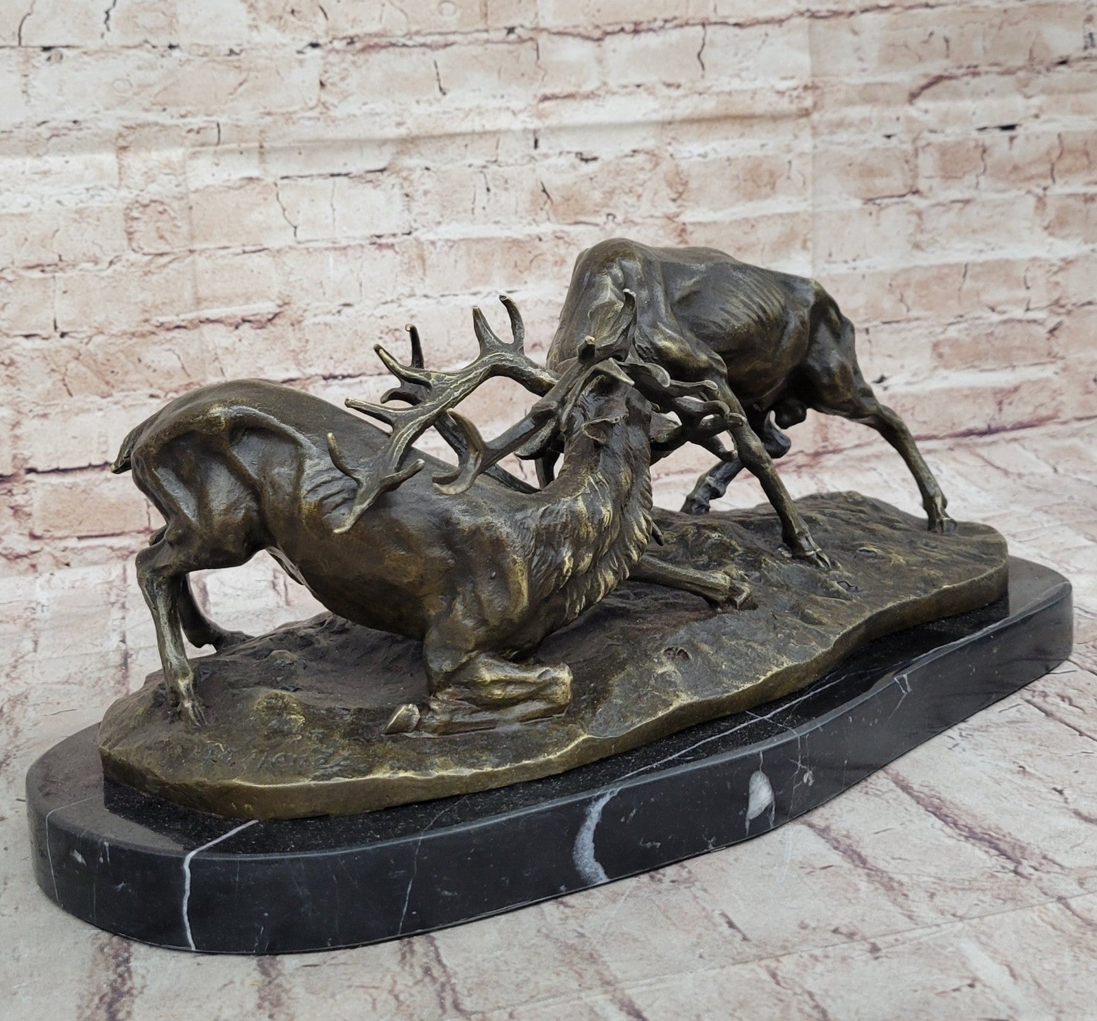 Bronze Marble Statue Elk Deer Stag Ranch Hunting Lodge Hot Cast Hand Made Figure