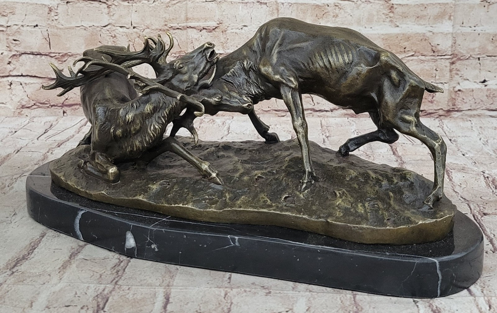 Bronze Marble Statue Elk Deer Stag Ranch Hunting Lodge Hot Cast Hand Made Figure