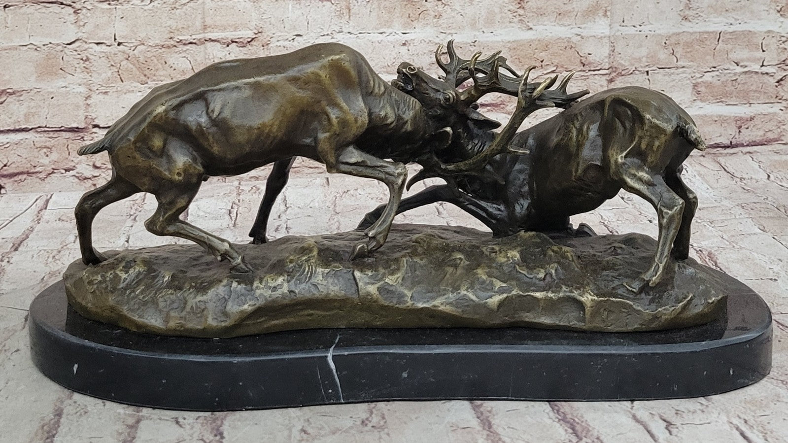 Bronze Marble Statue Elk Deer Stag Ranch Hunting Lodge Hot Cast Hand Made Figure