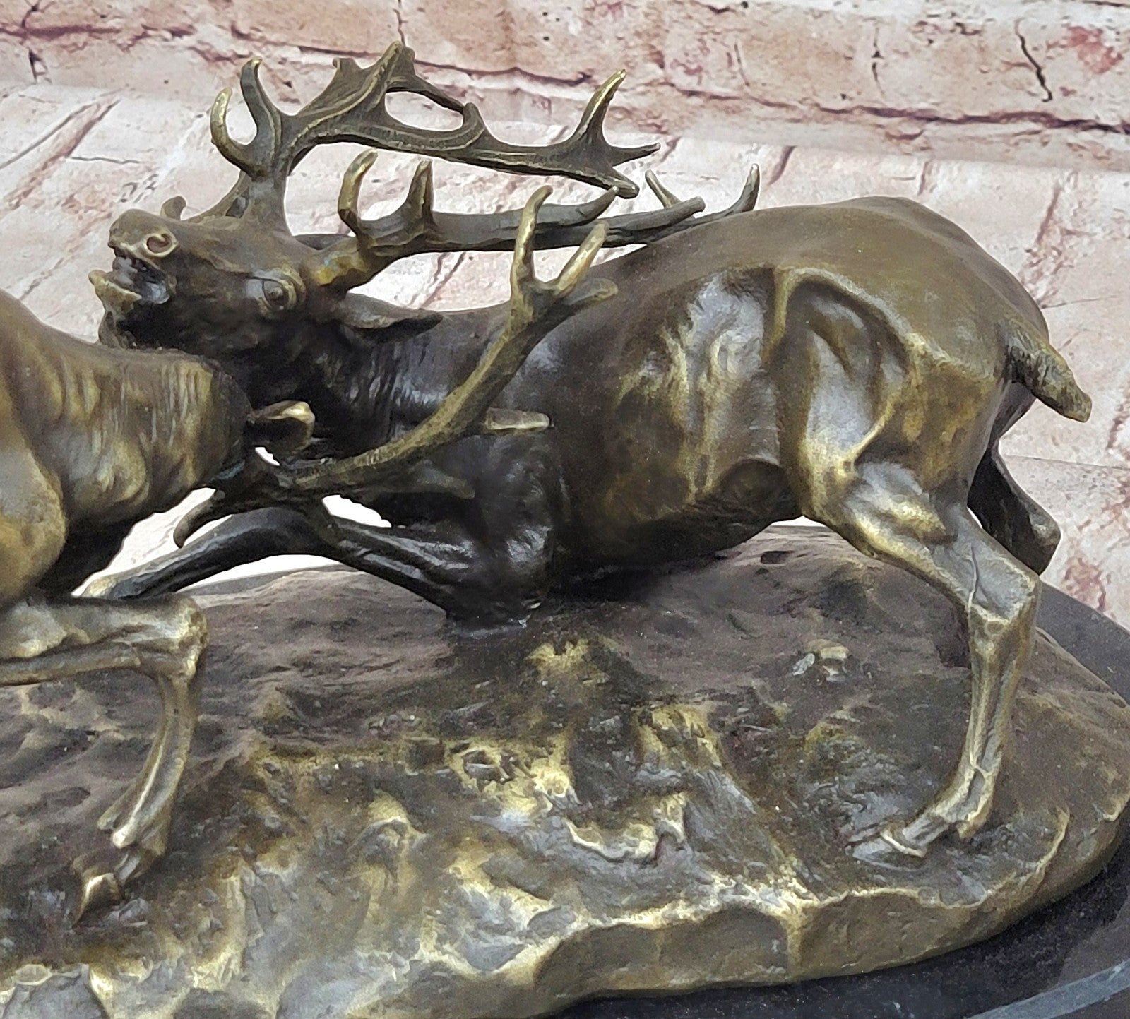 Bronze Marble Statue Elk Deer Stag Ranch Hunting Lodge Hot Cast Hand Made Figure