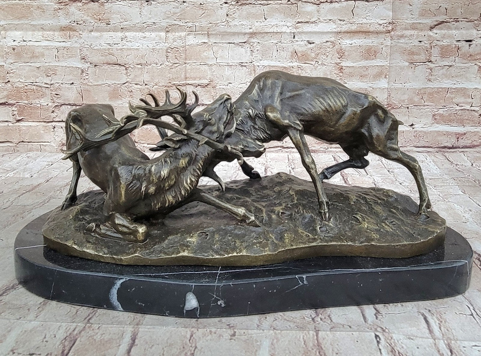 Bronze Marble Statue Elk Deer Stag Ranch Hunting Lodge Hot Cast Hand Made Figure