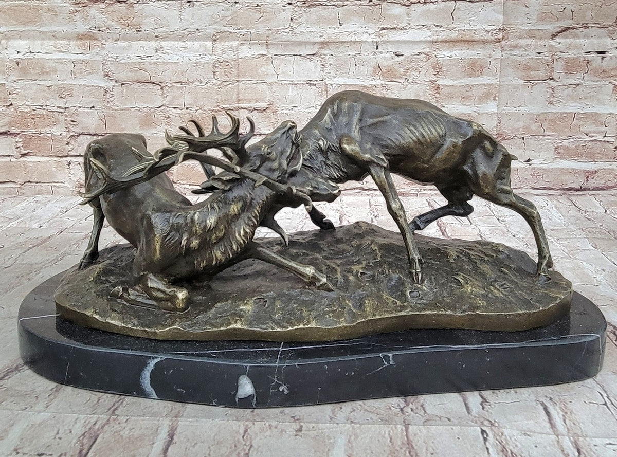 Bronze Marble Statue Elk Deer Stag Ranch Hunting Lodge Hot Cast Hand Made Figure