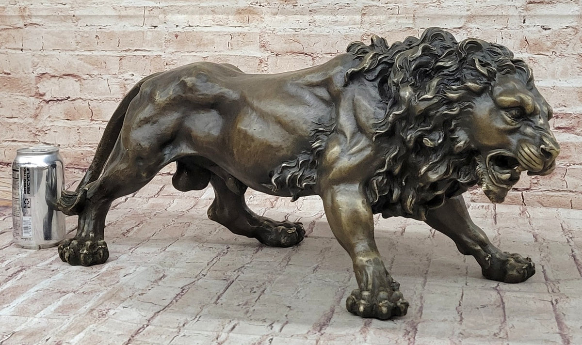 Guardian Lion Bronze Metal Detailed Artwork Barye Sculpture Statue Figurative Art