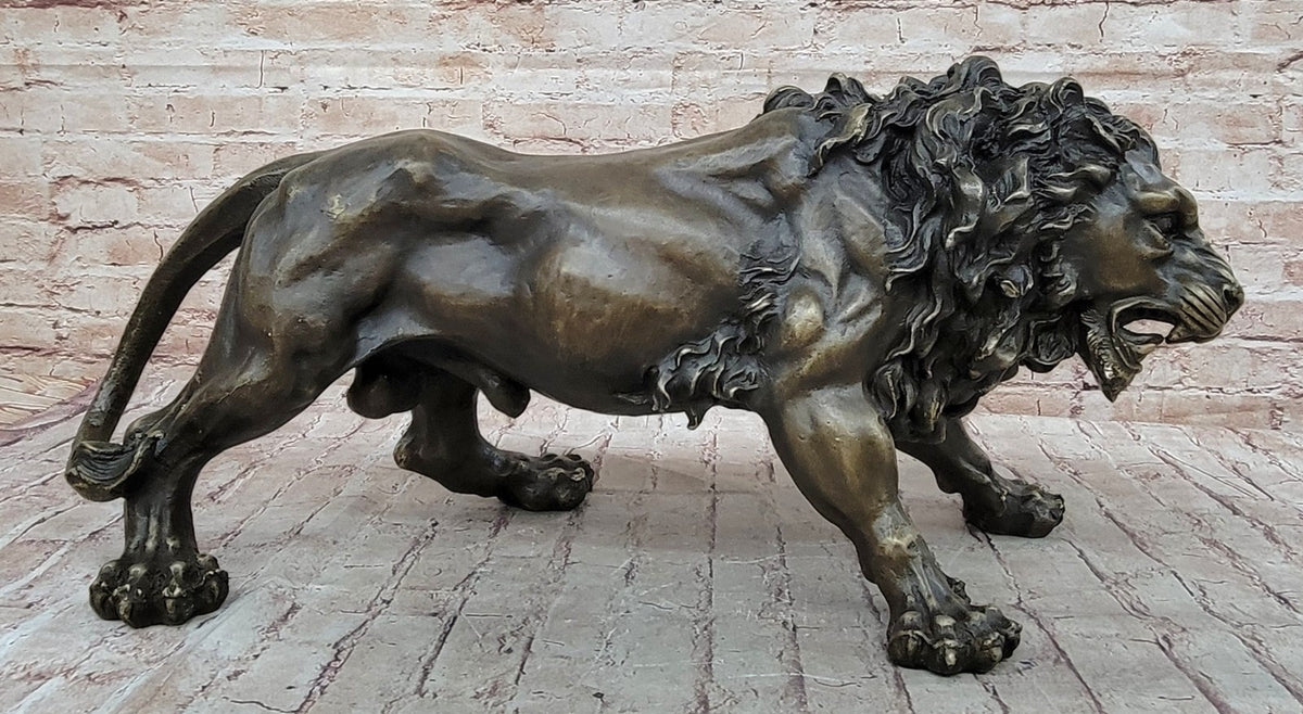 Guardian Lion Bronze Metal Detailed Artwork Barye Sculpture Statue Figurative Art