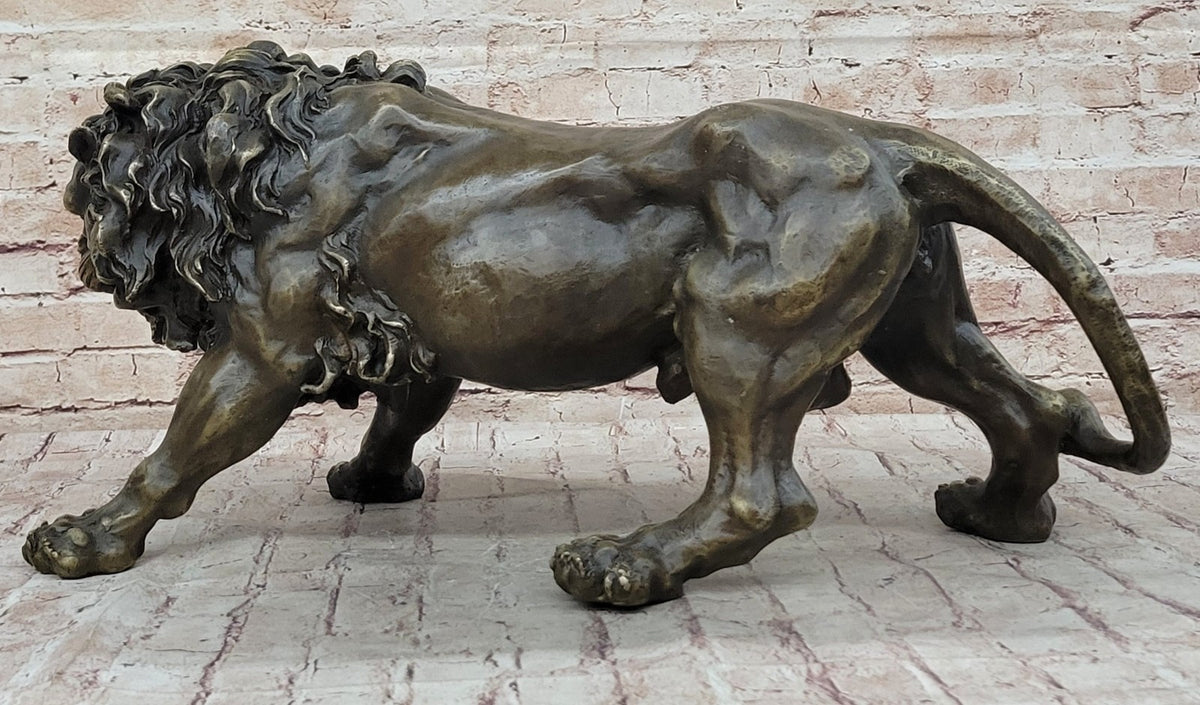 Guardian Lion Bronze Metal Detailed Artwork Barye Sculpture Statue Figurative Art