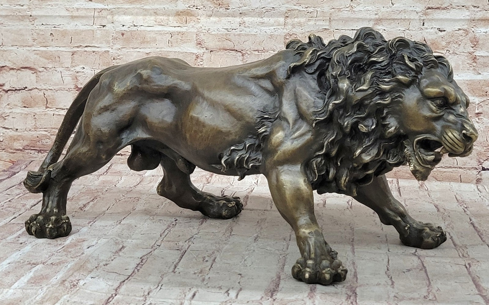 Guardian Lion Bronze Metal Detailed Artwork Barye Sculpture Statue Figurative Art