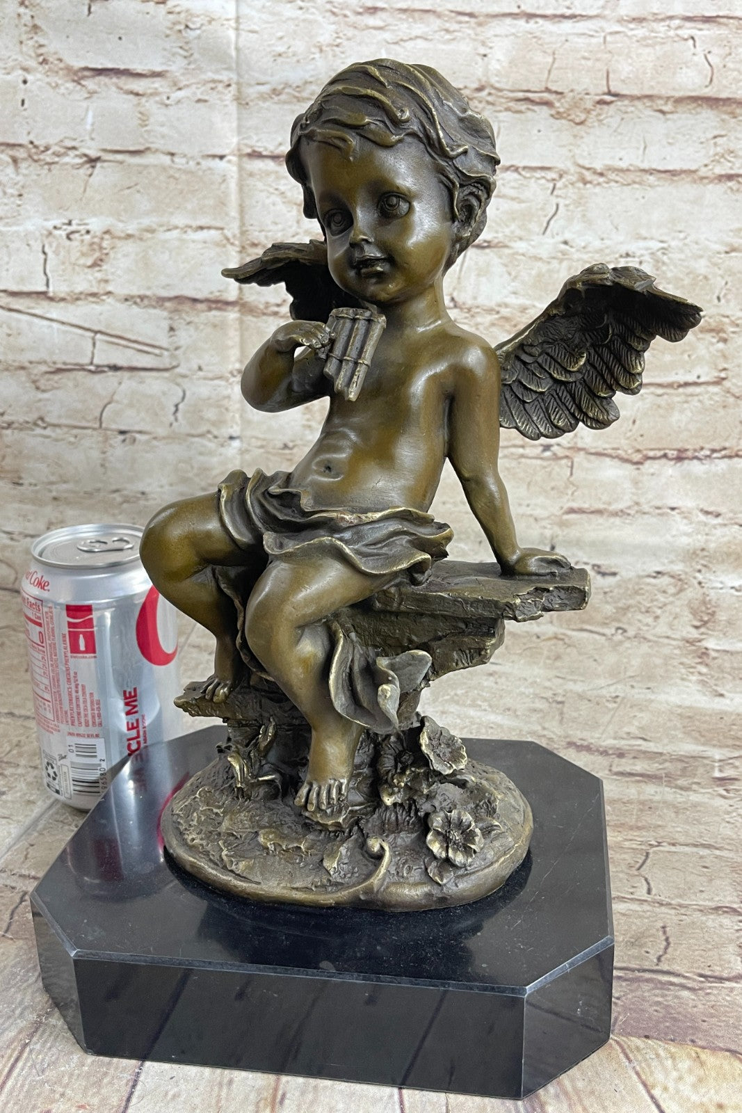 Cast Bronze Statue of a Cherub Angel Signed by Augustine Moreau Artwork