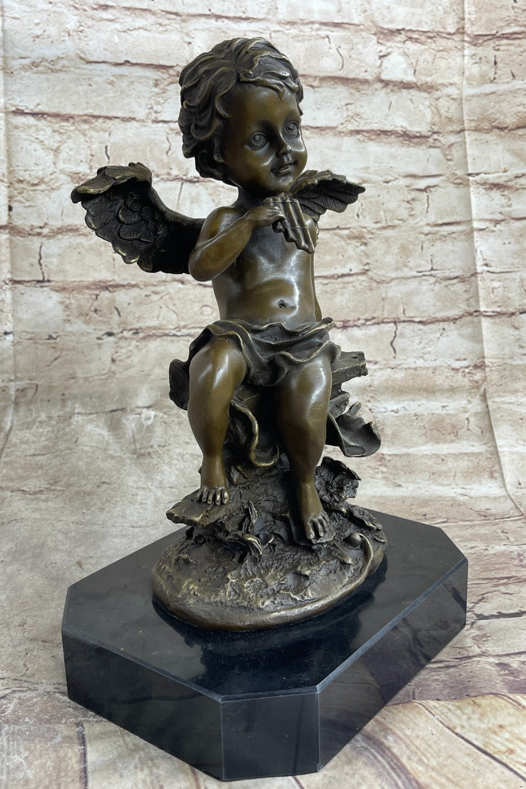 Cast Bronze Statue of a Cherub Angel Signed by Augustine Moreau Artwork