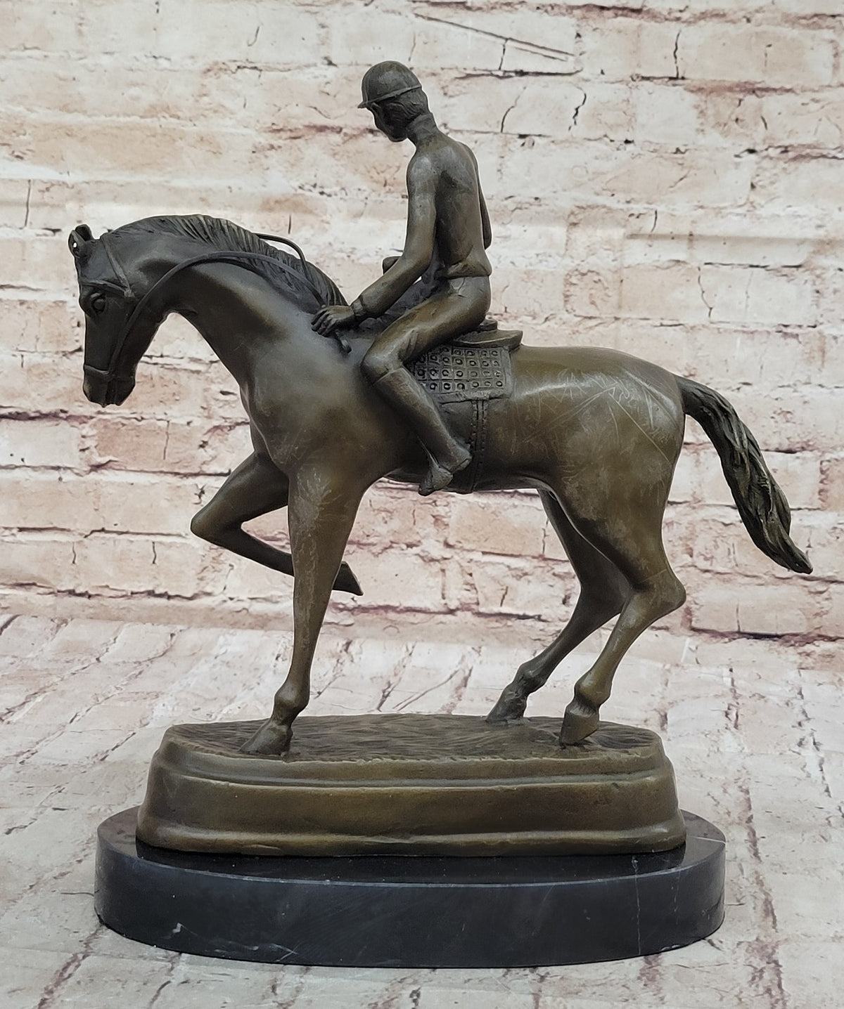 Jockey Riding Horse Home Decoration Bronze Sculpture Statue Figurine Figure Sale