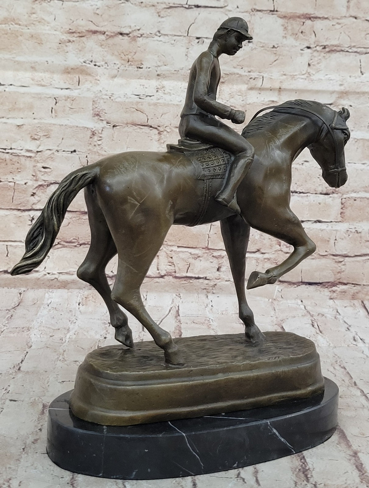 Jockey Riding Horse Home Decoration Bronze Sculpture Statue Figurine Figure Sale