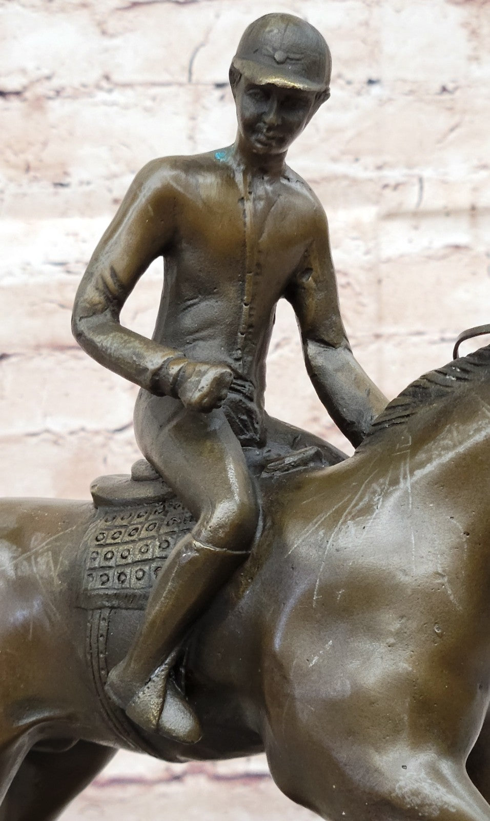 Jockey Riding Horse Home Decoration Bronze Sculpture Statue Figurine Figure Sale