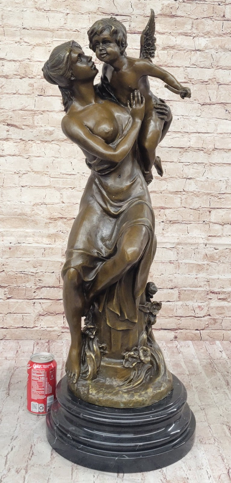 Art Nouveau Nude Woman with Baby Angel Hot Cast Bronze Sculpture Home Decoration