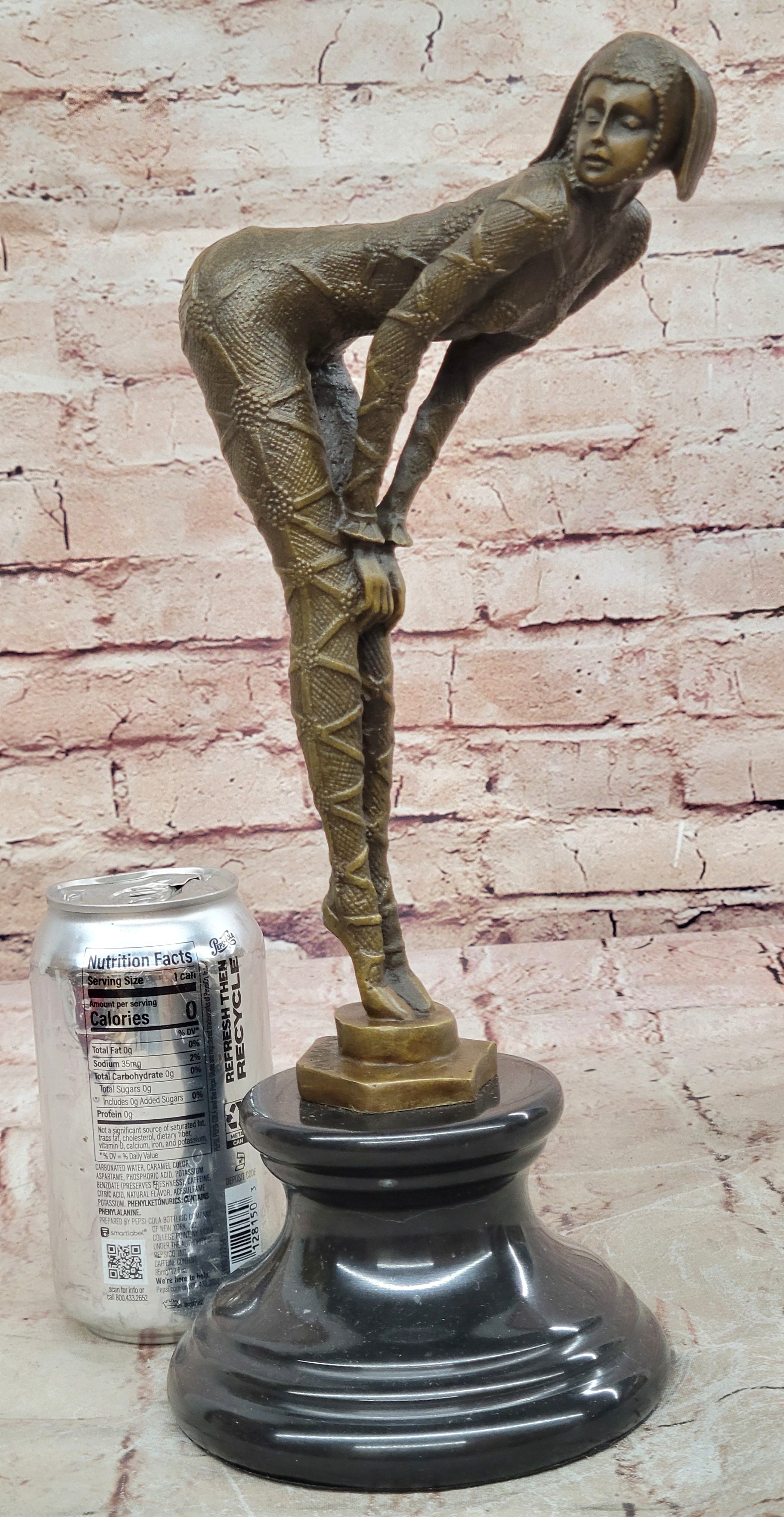 Art Deco Nouveau Chiparus Style Bronze Sculpture Dancer Marble Base Figurine