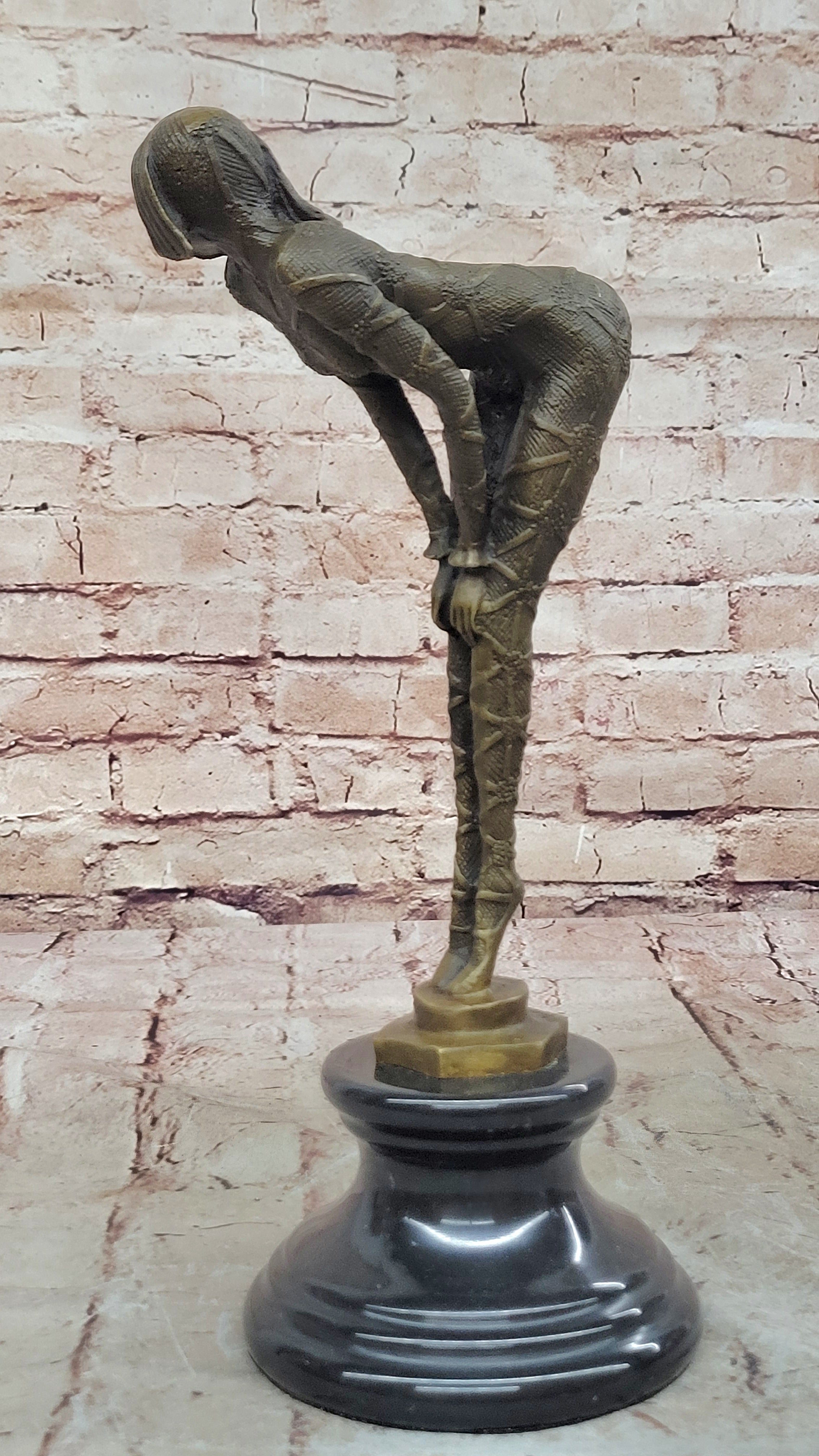 Art Deco Nouveau Chiparus Style Bronze Sculpture Dancer Marble Base Figurine
