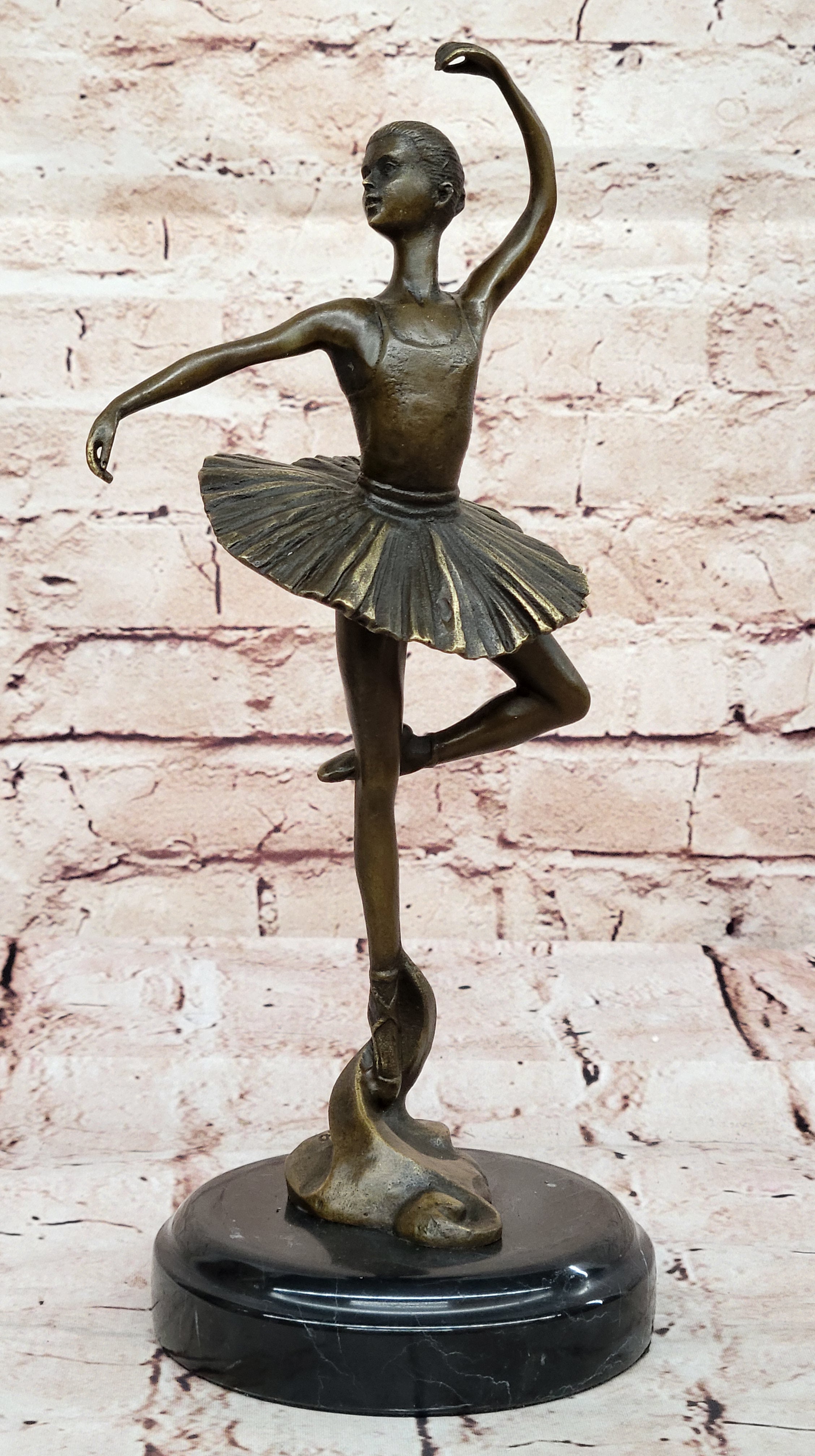 12" Tall Classical Dancer Ballerina Signed Bronze Sculpture Figure Art Nouveau