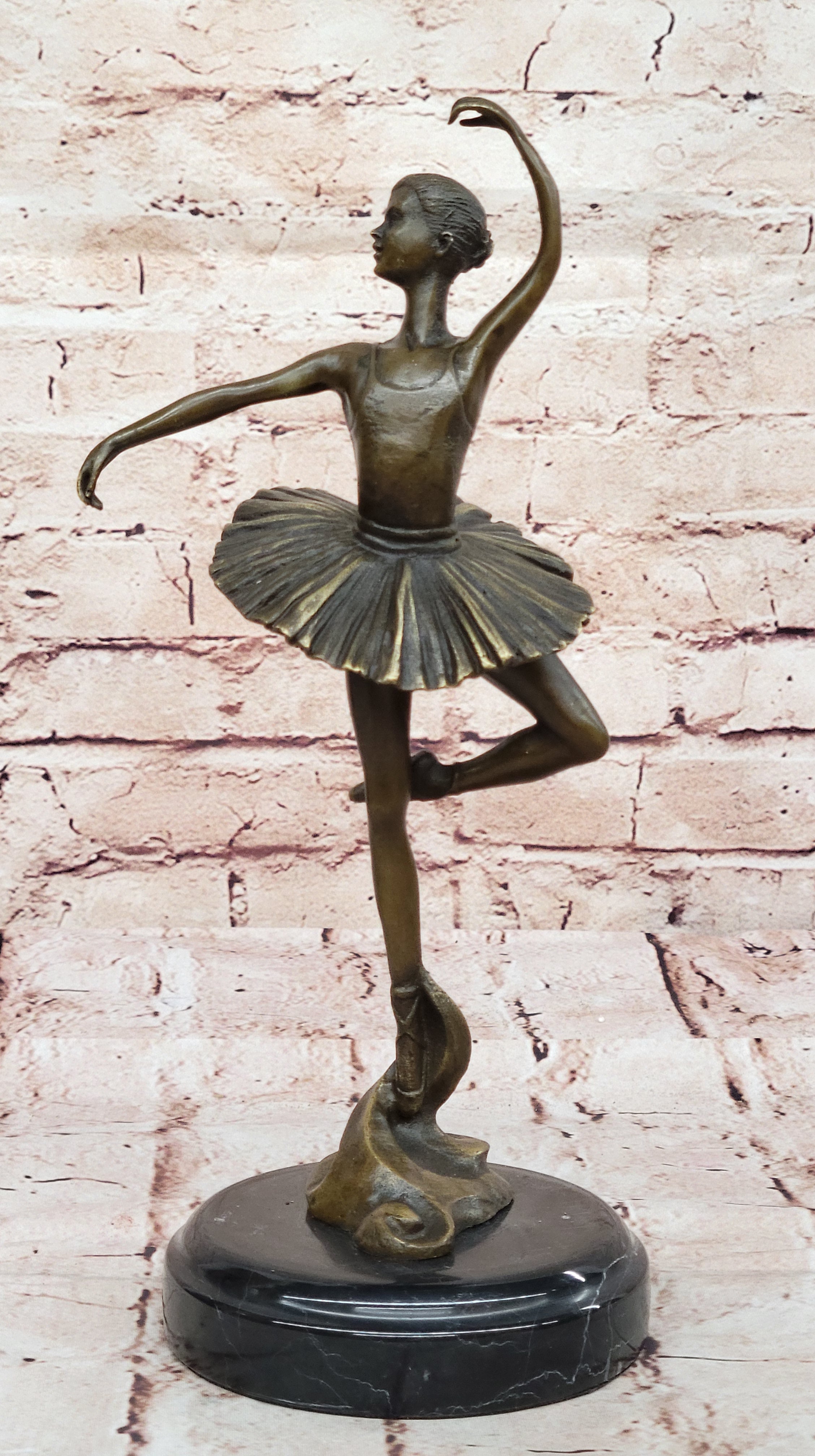 12" Tall Classical Dancer Ballerina Signed Bronze Sculpture Figure Art Nouveau