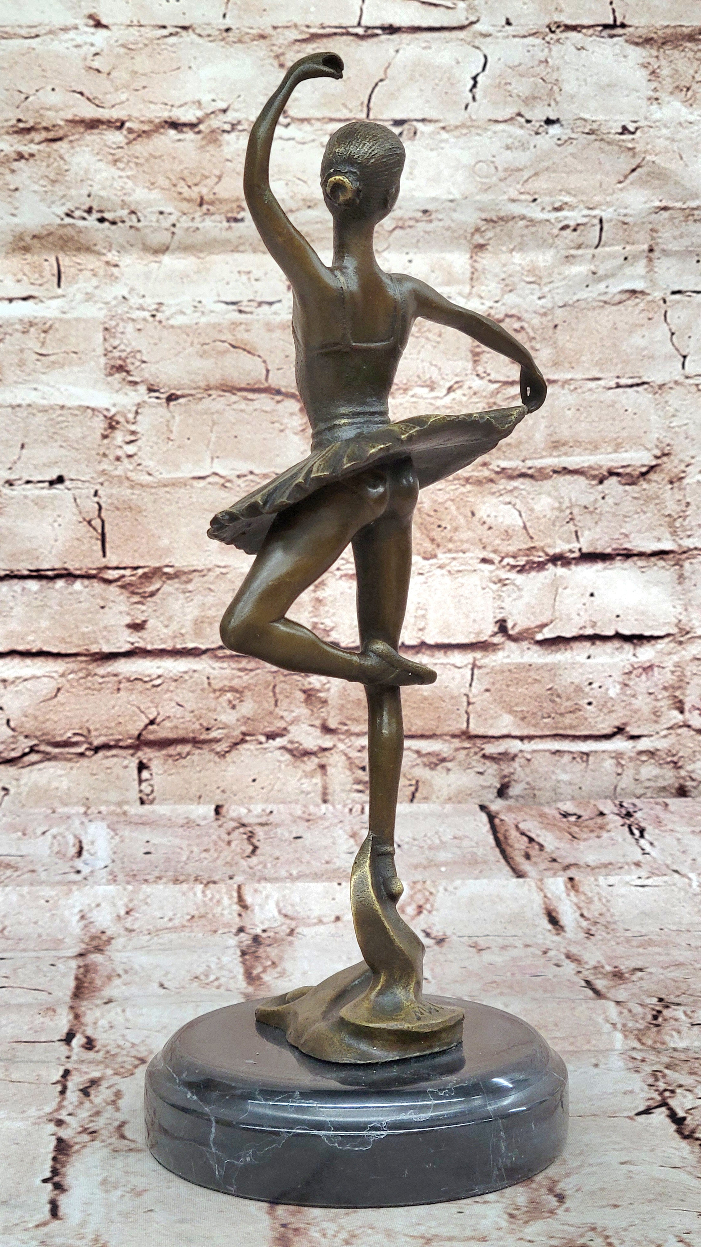 12" Tall Classical Dancer Ballerina Signed Bronze Sculpture Figure Art Nouveau