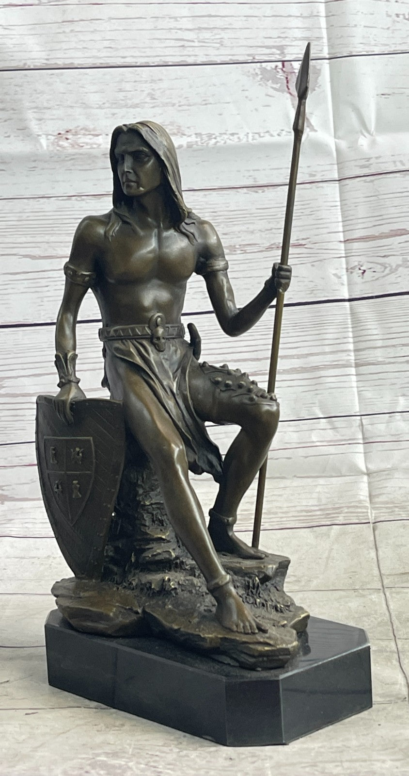 INDIAN CHIEF Bronze Sculpture Statue Art Warrior Spirit American Native Figure