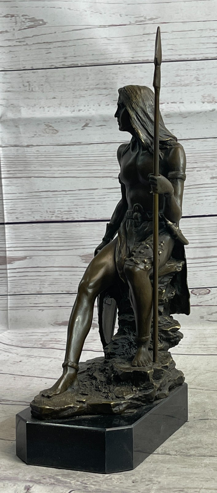 INDIAN CHIEF Bronze Sculpture Statue Art Warrior Spirit American Native Figure