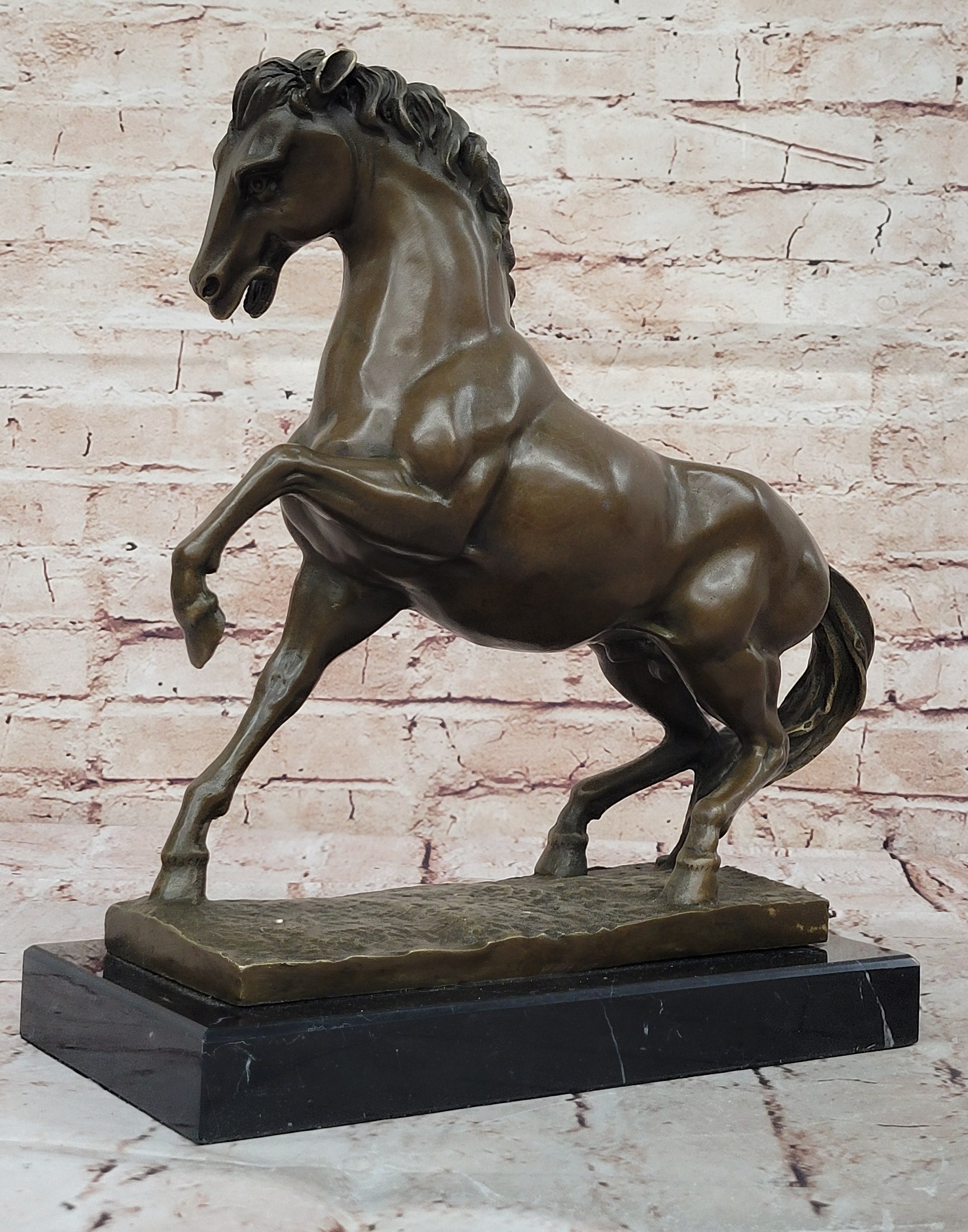 Bronze Sculpture Statue of Horse Stallion Signed Milo Equestrian Home Figurine