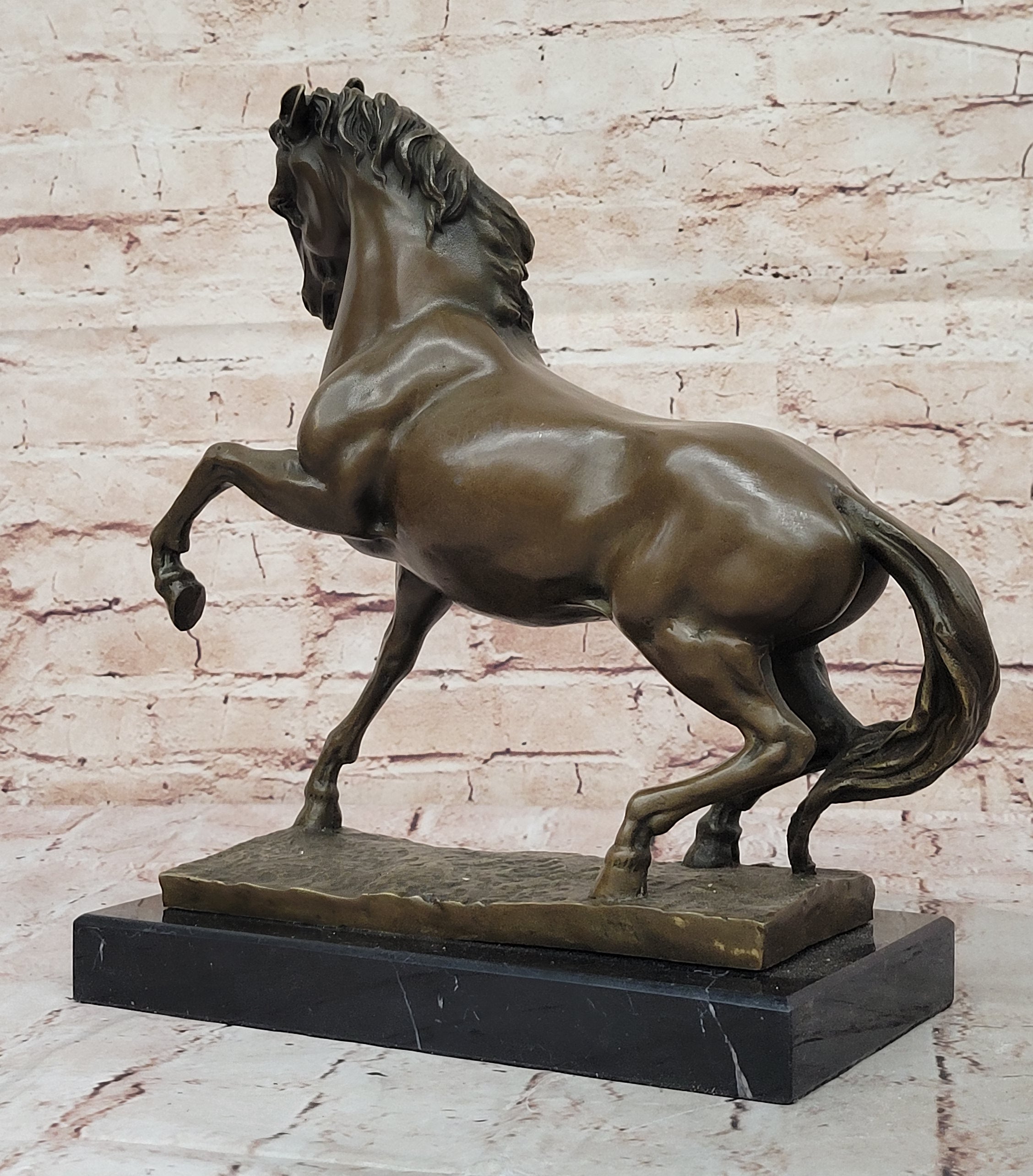 Bronze Sculpture Statue of Horse Stallion Signed Milo Equestrian Home Figurine