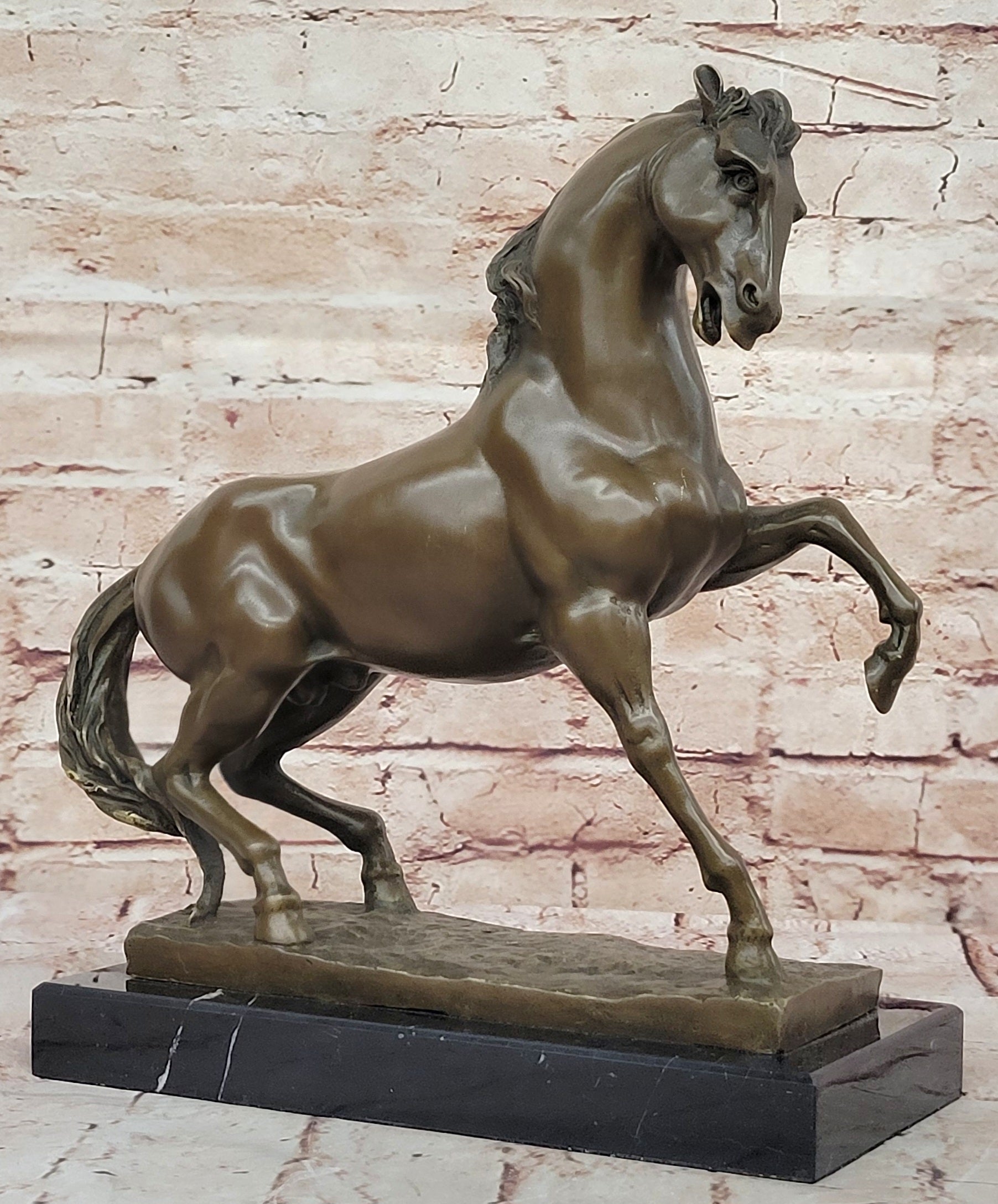 Bronze Sculpture Statue of Horse Stallion Signed Milo Equestrian Home Figurine