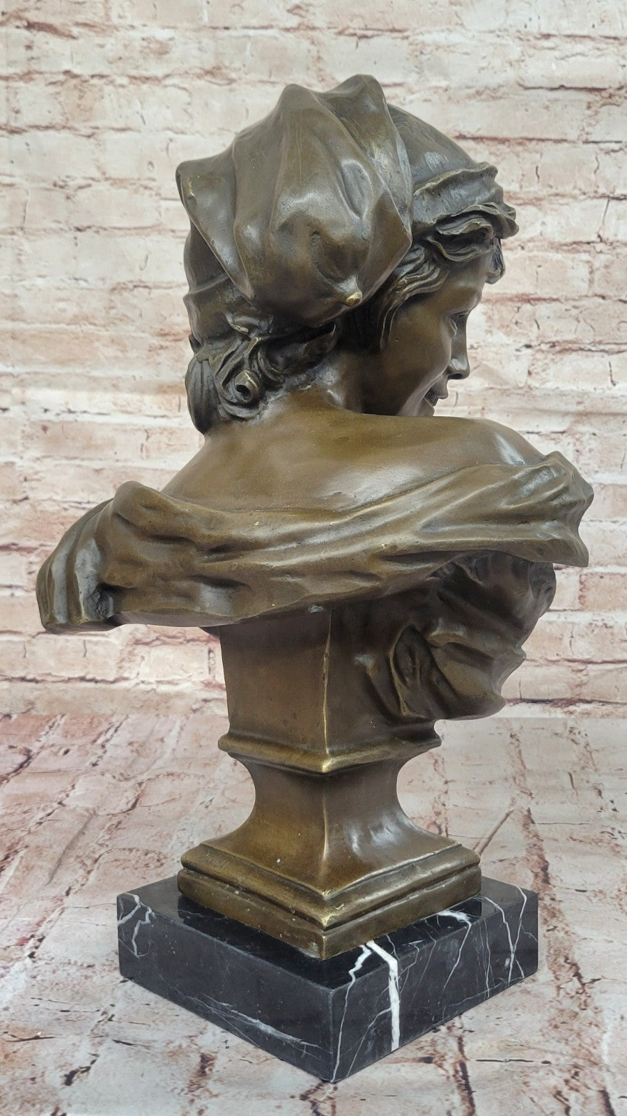 VINTAGE ARTWORK LARGE METAL BRASS COPPER BRONZE PATINATED BUST SOLDIER BOY !!